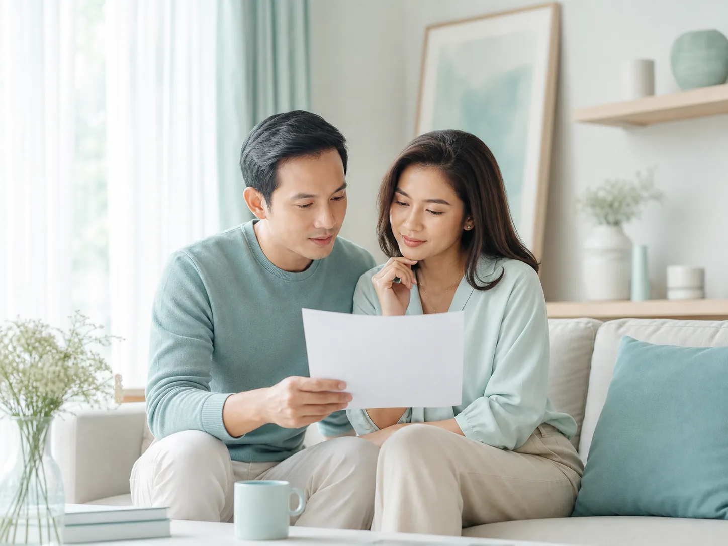 ภาพแนวคิดของคนสองคนกำลังทบทวนข้อมูลร่วมกัน
